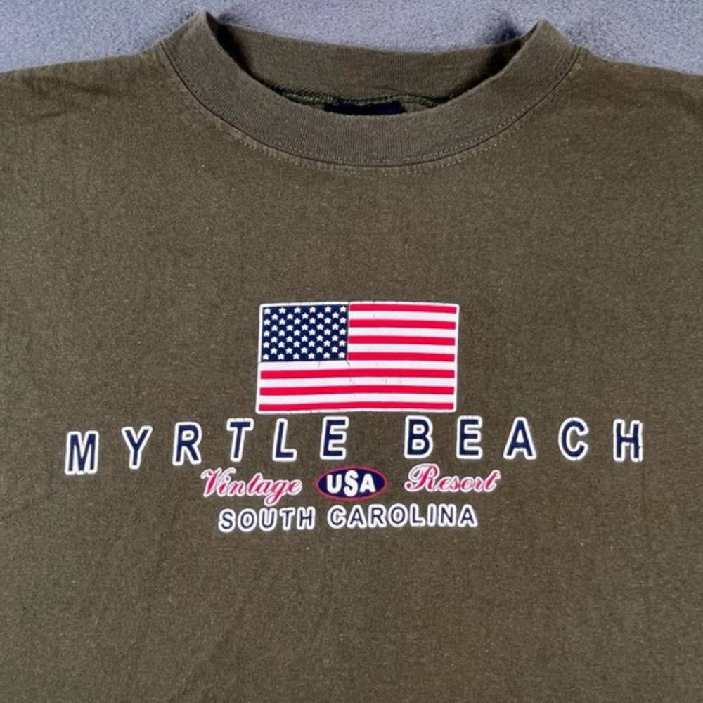 Myrtle Beach USA Resort Sleeveless Shirt L BB‎ Tropics Muscle Tee American Flag